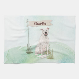 名前をカスタムするアメリカン（犬）スタッフォードテリアペットドッグ キッチンタオル