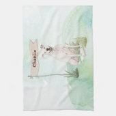 名前をカスタムするアメリカン（犬）スタッフォードテリアペットドッグ キッチンタオル (縦)