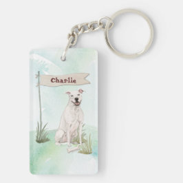 名前をカスタムするアメリカン（犬）スタッフォードテリアペットドッグ キーホルダー