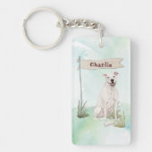 名前をカスタムするアメリカン（犬）スタッフォードテリアペットドッグ キーホルダー (正面)