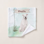 名前をカスタムするアメリカン（犬）スタッフォードテリアペットドッグ バスタオルセット (ウォッシュタオル)