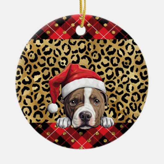 名前をカスタムするアメリカン（犬）スタッフォードテリアードッグサン セラミックオーナメント (正面)