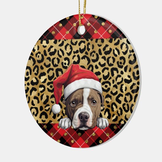 名前をカスタムするアメリカン（犬）スタッフォードテリアードッグサン セラミックオーナメント (左)