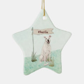 名前をカスタムするアメリカン（犬）スタッフォードテリアーペットドッグ セラミックオーナメント (右)