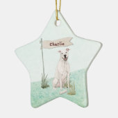 名前をカスタムするアメリカン（犬）スタッフォードテリアーペットドッグ セラミックオーナメント (左)