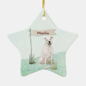 名前をカスタムするアメリカン（犬）スタッフォードテリアーペットドッグ セラミックオーナメント (裏面)