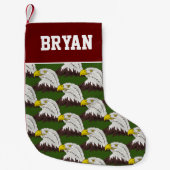 名前をカスタムするアメリカ産ハゲワシの頭型  スモールクリスマスストッキング (正面)