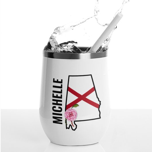 名前をカスタムするアラバマ国旗と州フラワー椿