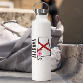 名前をカスタムするアラバマ国旗と州フラワー椿 ウォーターボトル