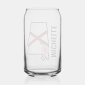 名前をカスタムするアラバマ国旗と州フラワー椿 ガラス缶 (裏面)