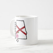 名前をカスタムするアラバマ国旗と州フラワー椿 コーヒーマグカップ (正面左)