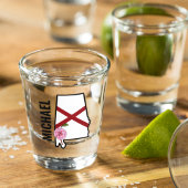 名前をカスタムするアラバマ国旗と州フラワー椿 ショットグラス