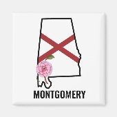 名前をカスタムするアラバマ国旗と州フラワー椿 マグネット (正面)