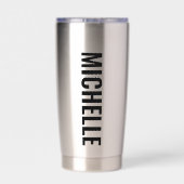 名前をカスタムするアラバマ国旗と州フラワー椿 保温保冷タンブラー (背面)