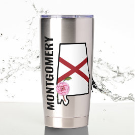 名前をカスタムするアラバマ国旗と州フラワー椿 保温保冷タンブラー