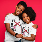 名前をカスタムするアラバマ国旗と州フラワー椿 Tシャツ
