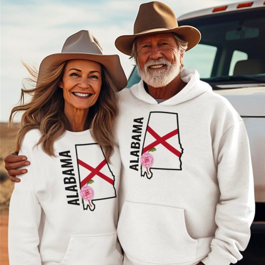 名前をカスタムするアラバマ国旗と州フラワー椿 Tシャツ