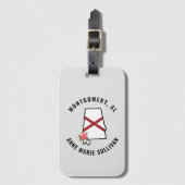 名前をカスタムするアラバマ州旗&フラワーコーンホールセット ラゲッジタグ (正面縦)