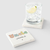 名前をカスタムするアンクルレトロギフト |おじさパーソナライズされたん ストーンコースター (横)