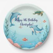 名前をカスタムするアンザシーバースデーパーティー ペーパープレート (正面)