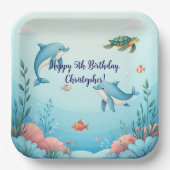 名前をカスタムするアンザシーバースデーパーティー ペーパープレート (正面)