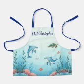 名前をカスタムするアンダーザシーキッズ エプロン (正面)