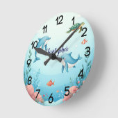 名前をカスタムするアンダーザシー子供部屋 ラウンド壁時計 (傾斜)