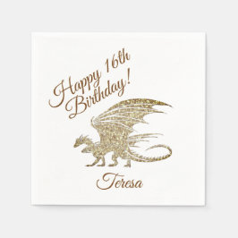 名前をカスタムするアンドエイジアメージングモザイクドラゴン誕生日 スタンダードカクテルナプキン