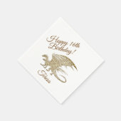 名前をカスタムするアンドエイジアメージングモザイクドラゴン誕生日 スタンダードカクテルナプキン (角)