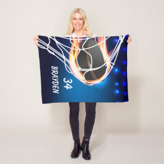 名前をカスタムするアンドナンバーホッケーフリースブランケット フリースブランケット