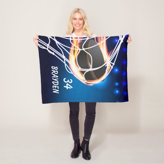 名前をカスタムするアンドナンバーホッケーフリースブランケット フリースブランケット (インサイチュ)