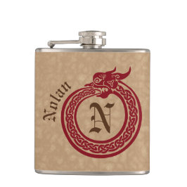 名前をカスタムするアンドモノグラムケルトスタイルオロボロス フラスク