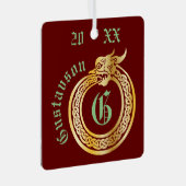 名前をカスタムするアンドモノグラムケルトスタイルオロボロス メタルオーナメント (正面右)