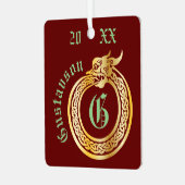 名前をカスタムするアンドモノグラムケルトスタイルオロボロス メタルオーナメント (正面左)