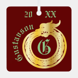 名前をカスタムするアンドモノグラムケルトスタイルオロボロス メタルオーナメント