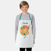 名前をカスタムするアーティストアートパレッ絵を描トキッズエプロン エプロン (着用した状態)