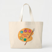 名前をカスタムするアート先生アートクラスギフトトートバッグ ラージトートバッグ (正面)