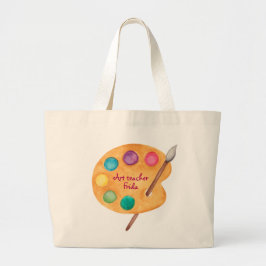 名前をカスタムするアート先生アートクラスギフトトートバッグ ラージトートバッグ