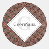 名前をカスタムするアールデコサファリサンセットボホマンダラ ラウンドシール (正面)