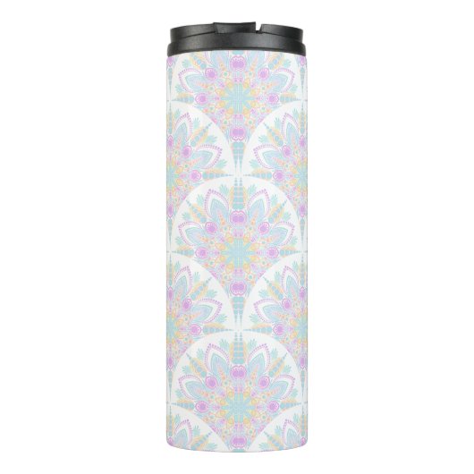 名前をカスタムするアールデコパステルレインボーフローラマンダラ タンブラー (裏面)