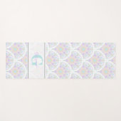 名前をカスタムするアールデコパステルレインボーフローラマンダラ ヨガマット (正面(横))