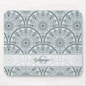 名前をカスタムするアールデコフローラ調和グレーマンダラ マウスパッド (正面)