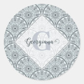 名前をカスタムするアールデコフローラ調和グレーマンダラ ラウンドシール (正面)