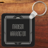 名前をカスタムするアールデコ キーホルダー (裏面)