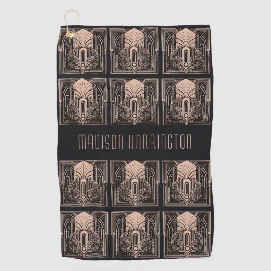 名前をカスタムするアールデコ ゴルフタオル (正面)