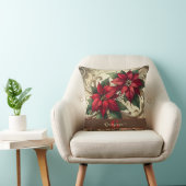 名前をカスタムするアールヌーボークリスマスポインセチア クッション (椅子)