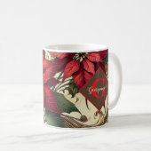 名前をカスタムするアールヌーボークリスマスポインセチア コーヒーマグカップ (正面右)
