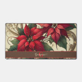 名前をカスタムするアールヌーボークリスマスポインセチア デスクマット (正面)