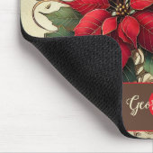 名前をカスタムするアールヌーボークリスマスポインセチア マウスパッド (コーナー)