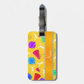 名前をカスタムするイエローチアリーティングポンプ ラゲッジタグ (裏面縦)